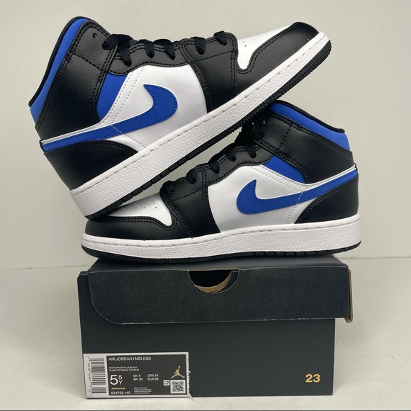 Nike Air Jordan 1 Retro Mid GS “Racer Blue” NEW - Picture 3 of 4